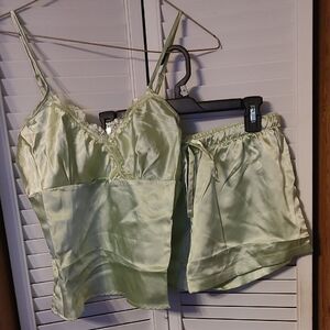 Audrey Lane Luxurious Green Satin Pajama Set